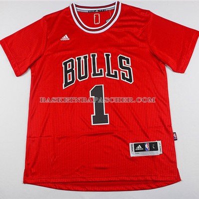 Maillot Authentique Manche Courte Chicago Bulls Rose Rouge